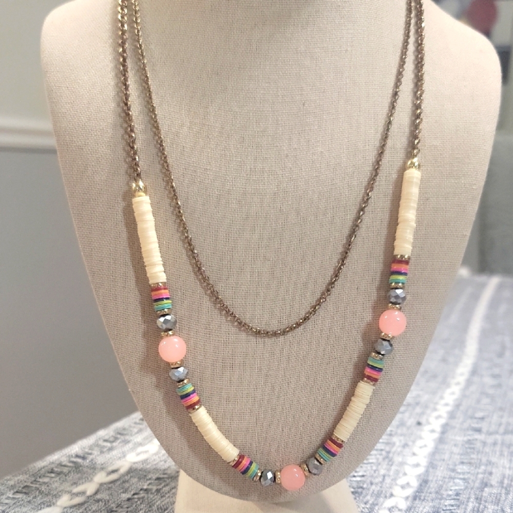 The Lakeside Collection 12" Confetti Beaded Layered Necklace COTTAGECORE